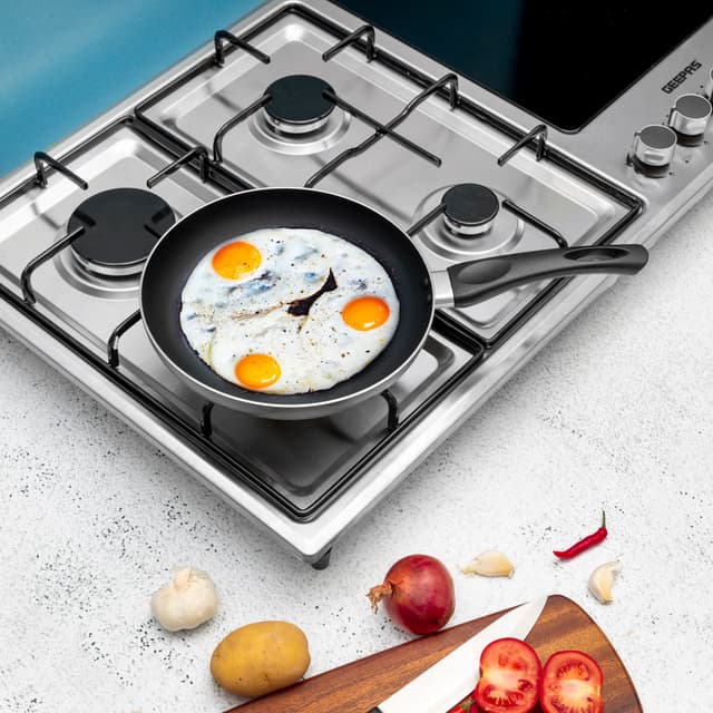 بوتاجاز غاز بلت ان مسطح 4 شمعات وسطح تسخين Geepas Stainless Steel Built-In Gas Electric Hot Plate Hob - 186145