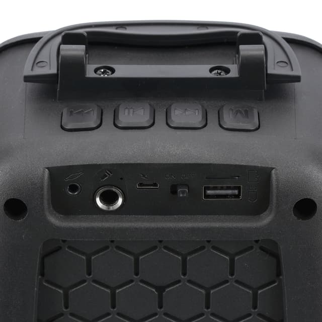 Geepas Portable Bluetooth Speaker, With Microphone, GMS11156 | USB/TF/FM/AUX IN | Large Circle Dazzle LED Light | Portable & Lightweight | Ideal For Home, Hotels & Outdoor Use