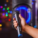 Geepas Portable And Rechargeable Speaker,GMS11167 | BT/FM/USB/SD Card/ TWS | Remote Control | LED Disco Light | Wireless Microphone & AUX Input | 7.4V/1800mAh Lithium Battery - 180436