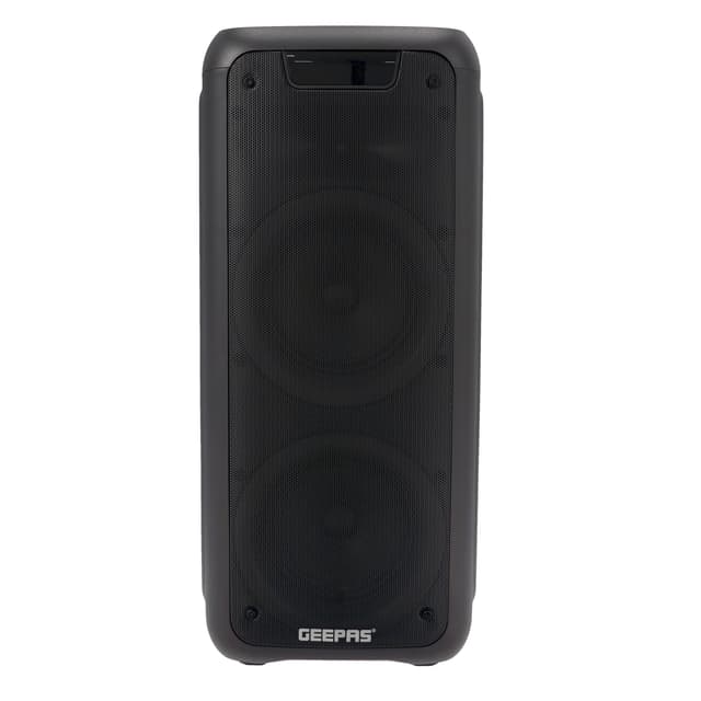 Geepas Rechargeable Professional Speaker,40000W PMPO,GMS11168 - TWS Connection,FM Radio,Bluetooth,LED Display,With Wireless Microphone,Built-In 7.4v/3000mAh Lithium Battery,BT/FM/USB/TF Card - 183063