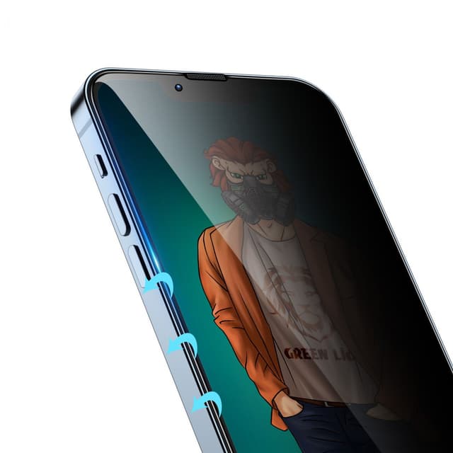 لصاقة حماية شاشة iPhone 13 Pro Max مع حماية الخصوصية "أسود" | GreenLion 3D Desert Privacy Round Edge Glass
