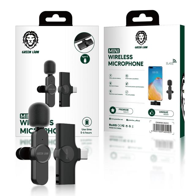 Green Lion Green Mini Wireless Microphone ( Type-C Connector ) - Black - SW1hZ2U6MzU3MTUx