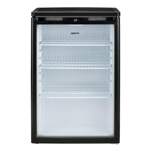 Geepas Showcase Chiller, CFC Free R600a, Lock and Key, Outside Condenser, Portable Low Noise Chiller Compartment, Compact Handle & Adjustable Thermostat, Ideal for Home & More - 286134