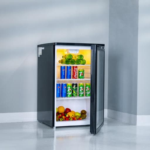 Geepas Showcase Chiller, CFC Free R600a, Lock and Key, Outside Condenser, Portable Low Noise Chiller Compartment, Compact Handle & Adjustable Thermostat, Ideal for Home & More - 158854