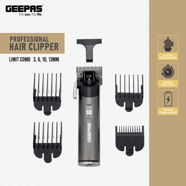 ماكينة حلاقة الشعر قابلة لإعادة الشحن Professional Hair Clipper - Geepas - 186694