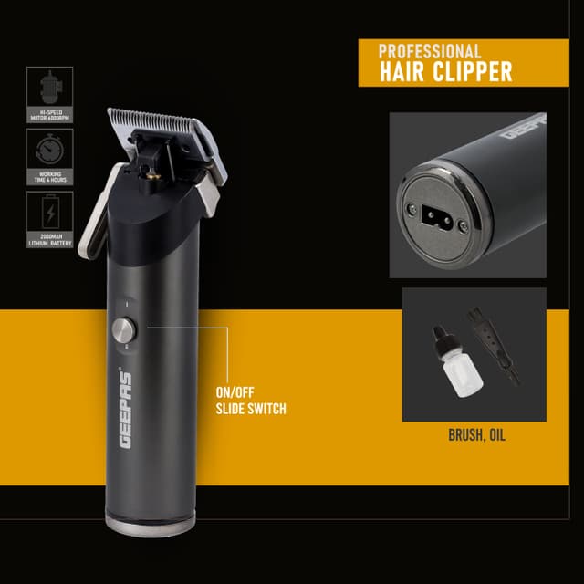 ماكينة حلاقة الشعر قابلة لإعادة الشحن Professional Hair Clipper - Geepas - 186693