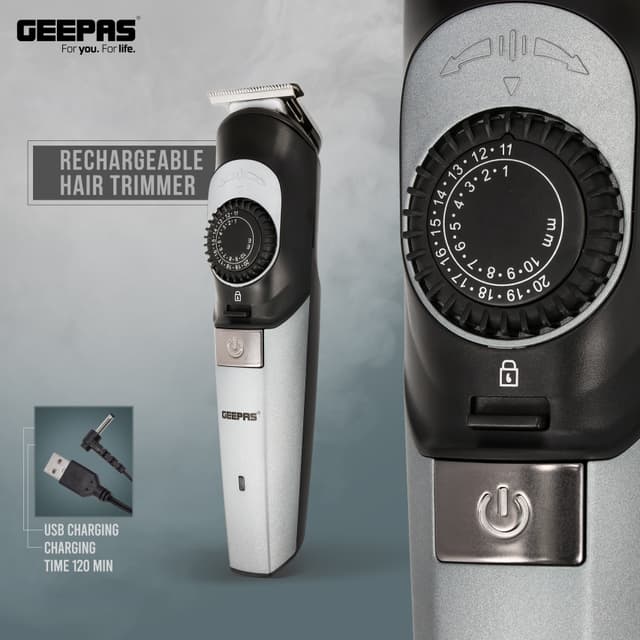 ماكينة حلاقة جيباس قابلة لإعادة الشحن بقوة 5 واط Rechargeable Hair Clipper - Geepas - 186713