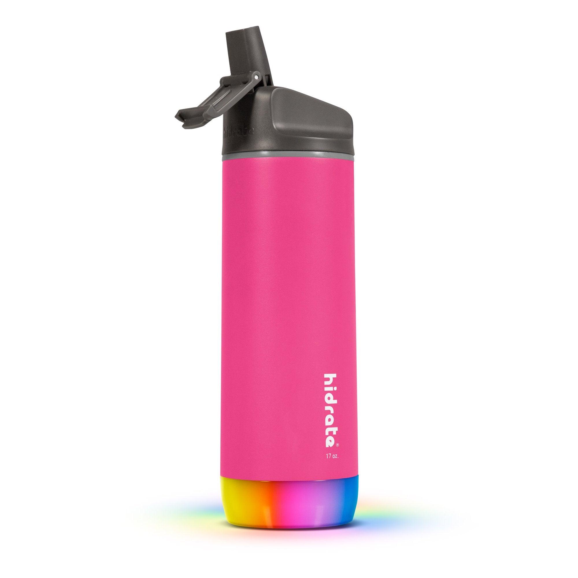 HidrateSpark Straw 17Oz / 500ml - World's Smartest Water Bottle, Hydration Tracker, Lights Up to Remind a Drink, Stainless Steel Double Wall Vacuum-insulated, Rechargeable Battery - Fruit Punch