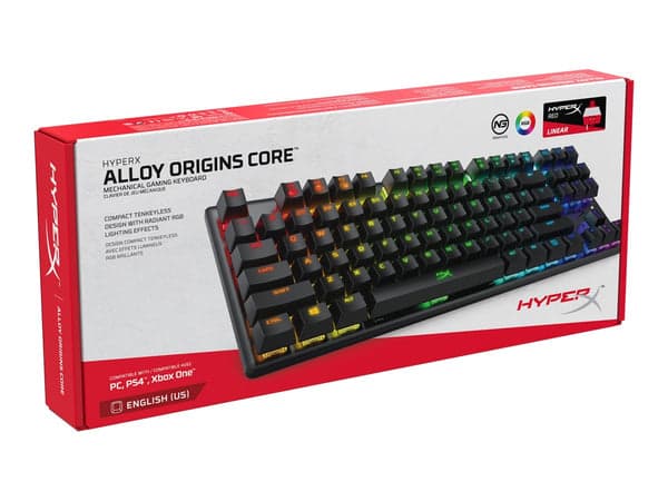 HyperX Alloy Origins Core Tenkeyless Mechanical Gaming Keyboard (US layout) | RGB Lighting Effect, TKL Design, Anti-Ghosting with N-Key Rollover, USB-C Connection - Red
