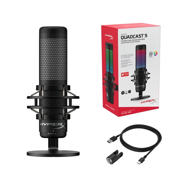 مايكروفون قيمنق إحترافي  HYPERX QuadCast S Standalone Microphone - Black