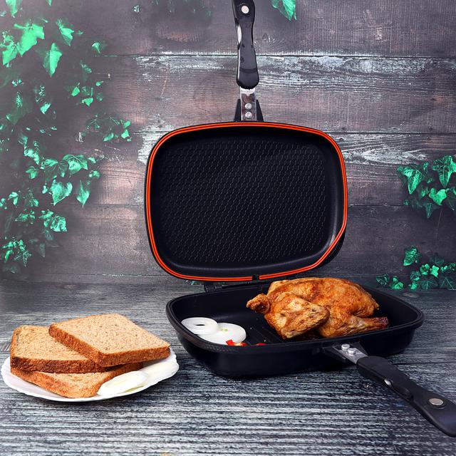 مقلاة شواء ( ذات وجهين مقاس 32 سم ) - أسود Royalford - Double Grill Pan - Die-Cast Double Sided Non-Stick Griddle Pan