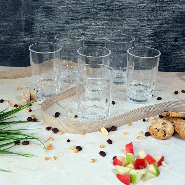 Royalford RF1385-GT6 265ml 6Pcs Glass - Water Cup Drinking Glass | Ideal for Party Picnic BBQ Camping Garden | Ideal for Water Wine Whisky Drinking & More - SW1hZ2U6NDAzNDAy