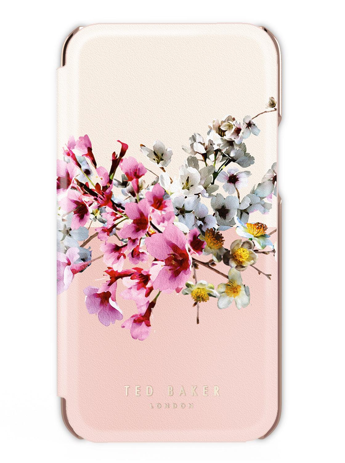 كفر سيليكون مع حافظة جلد iPhone 13 Pro Mirror Folio Case Jasmine Pink Rose Gold من TED BAKER