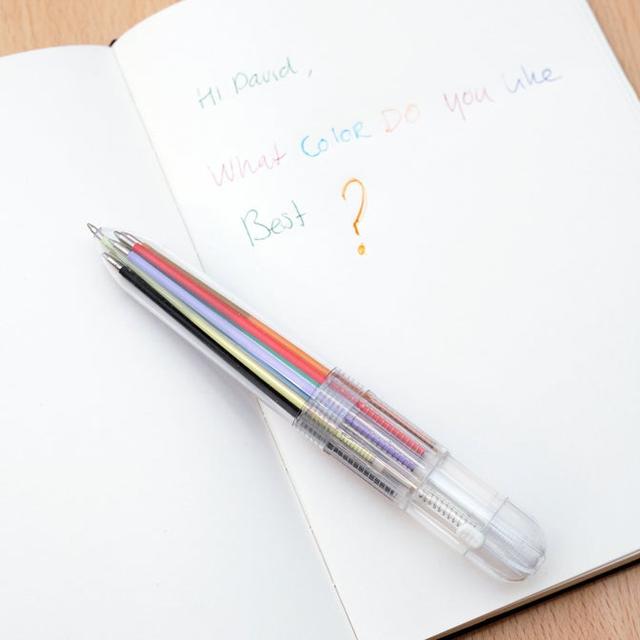 Kikkerland Rainbow 10-in-1 Pen - Multi-Color Spring Retractable Ballpoint Pen, Transparent Barrel 0.7mm Ballpoint Pen, Home Office School Supplies, for Students & Kids - SW1hZ2U6MzYxMTkw
