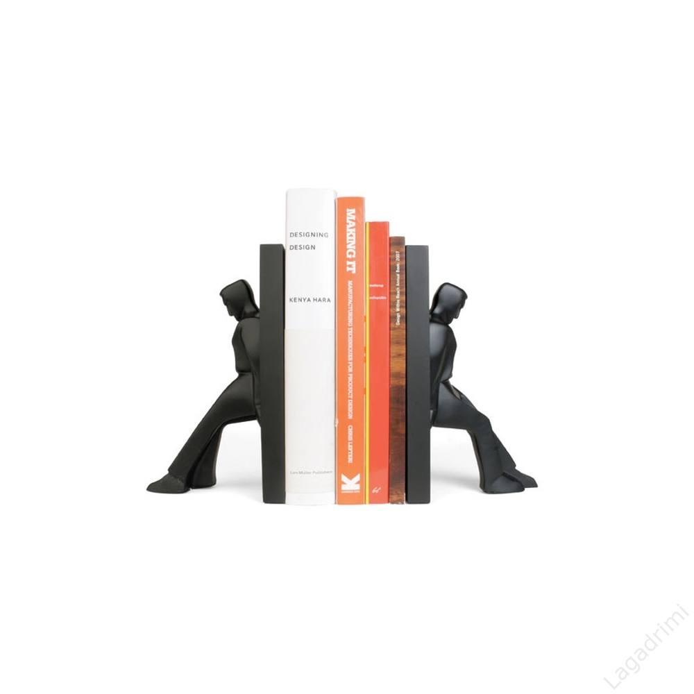 Kikkerland Bookends The Leaning Men - Decorative Book Ends Heavy Duty Man, Bookshelf Decor for Bedroom Library Office School Book Display Desktop Organizer for Adults Kids Gift