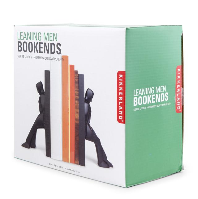 Kikkerland Bookends The Leaning Men - Decorative Book Ends Heavy Duty Man, Bookshelf Decor for Bedroom Library Office School Book Display Desktop Organizer for Adults Kids Gift - SW1hZ2U6MzYxMjA2