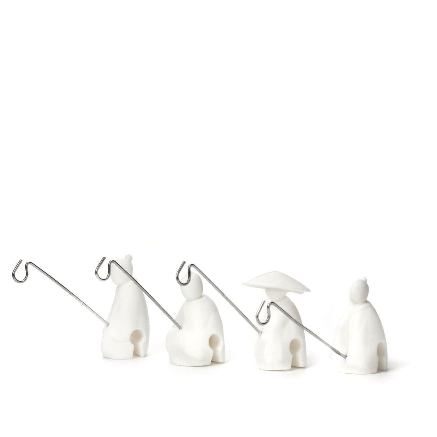 Kikkerland Tea Bag Holder Fisherman - Tea Bag Holder with Hook, Great for Gifting - Set of 4