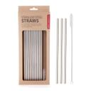 Kikkerland Stainless Steel Straws - Eco Friendly Washable and Reusable Straws, Chemical-Free and BPA-Free, with 1x Brush Cleaner - Set of 10