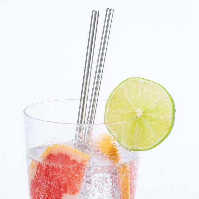 Kikkerland Stainless Steel Straws - Eco Friendly Washable and Reusable Straws, Chemical-Free and BPA-Free, with 1x Brush Cleaner - Set of 10