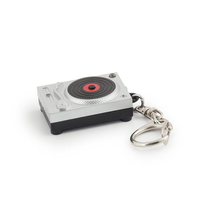 Kikkerland TurnTable Light-Up Keychain - Stylish Keyholder with LED and DJ Scratching Noise, Easy Install Carabiner