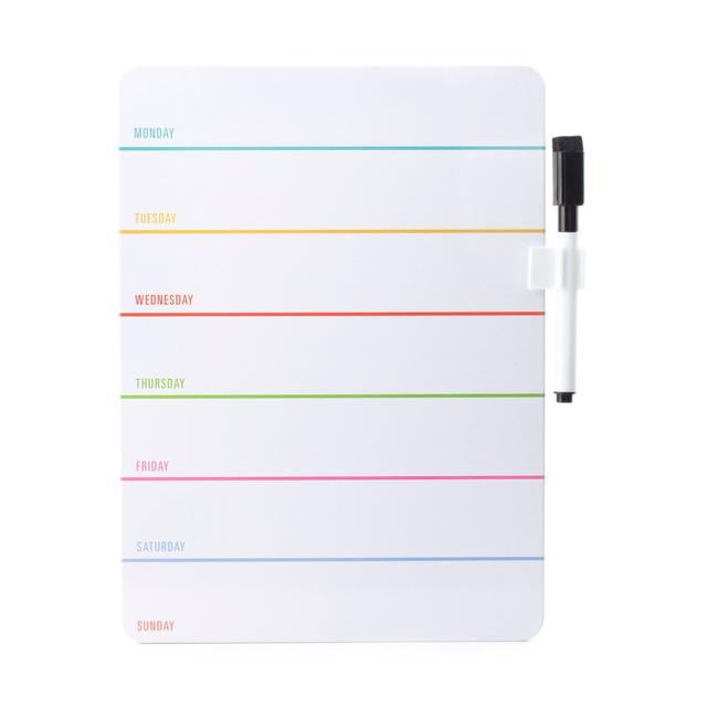 Kikkerland Magnetic Daily Dry Erase Board - Daily Board with Lines and Days, Organize Chores, Daily Tasks, Activities, etc. Easy Write and Erase, Includes Dry Erase Marker - SW1hZ2U6MzYxMjg2