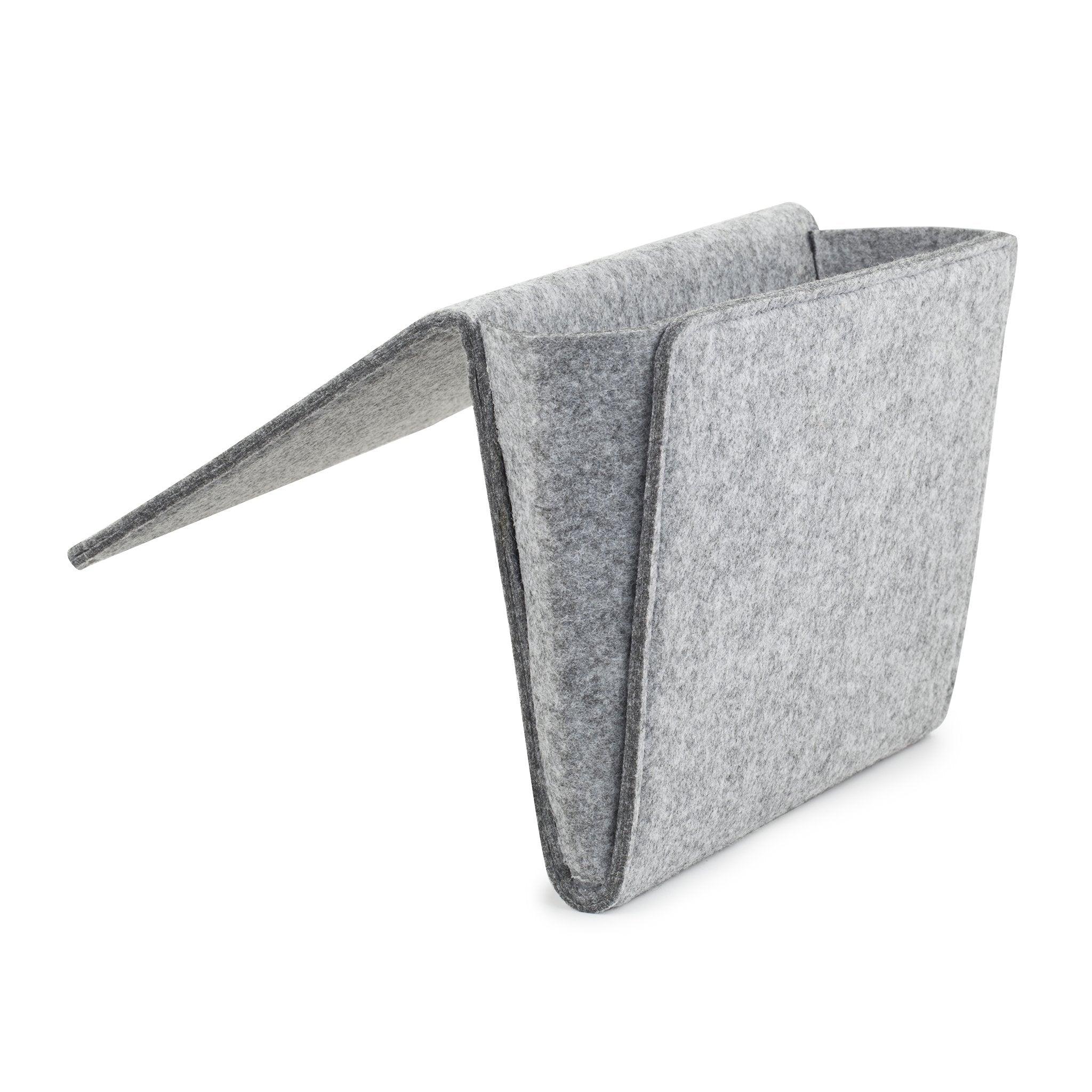 Kikkerland Felt Bedside Caddy - Bedside Storage Pocket and Holder for Book, Magazine, TV Remote, SmartPhone, Cables PowerBank, Charger and more