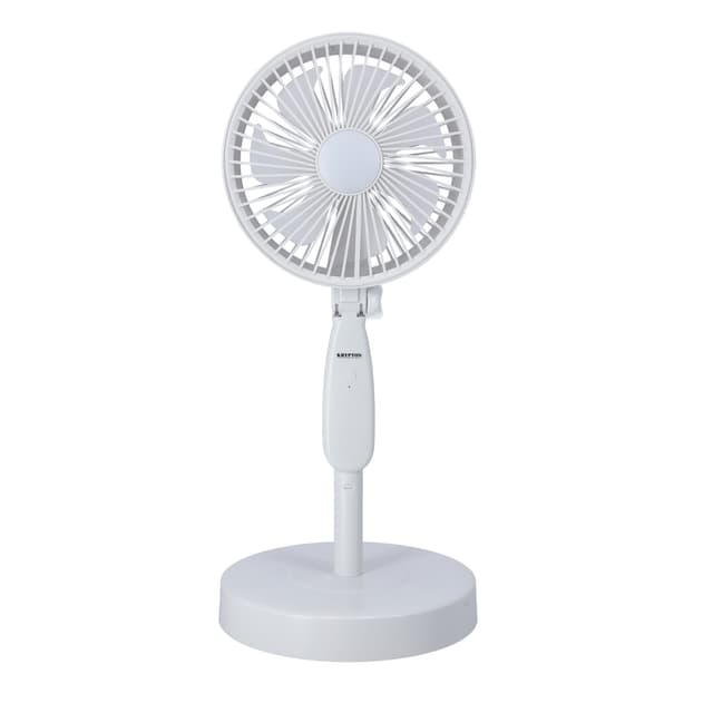 Krypton Multifunction Rechargeable Fan, Adjustable Height, KNF6266 - Streamlined and Portable Design, LED Light, Fanfor Home/Small Office, 3 Speed Settings, Sturdy Base, Silent and Energy Saving