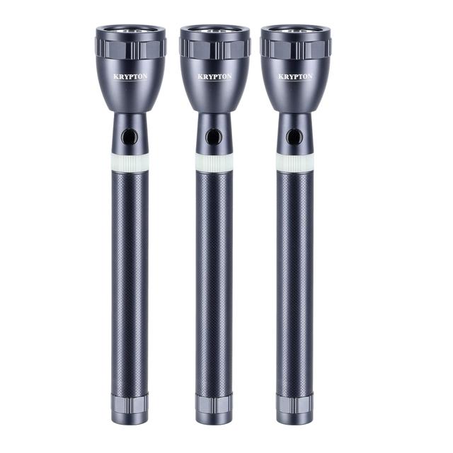 Krypton KNFL5136 3PCS Rechargeable Led Flash Light - Portable Design Aluminium Body with 4 Hour Working | T6 Led with Triple Booster technology | Ideal for Indoor & Outdoor use - SW1hZ2U6NDAyMTc1