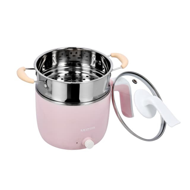 Krypton Electric Multi-Cooker, 1.2L Capacity, KNMC6313 | Temperature Selection Knob | Boil-Dry Protection | Stainless Steel Inner Pot & Steamer | Portable Electric Pan Non-Stick | Multi-Cooker With Lid For Travel/Dormitory