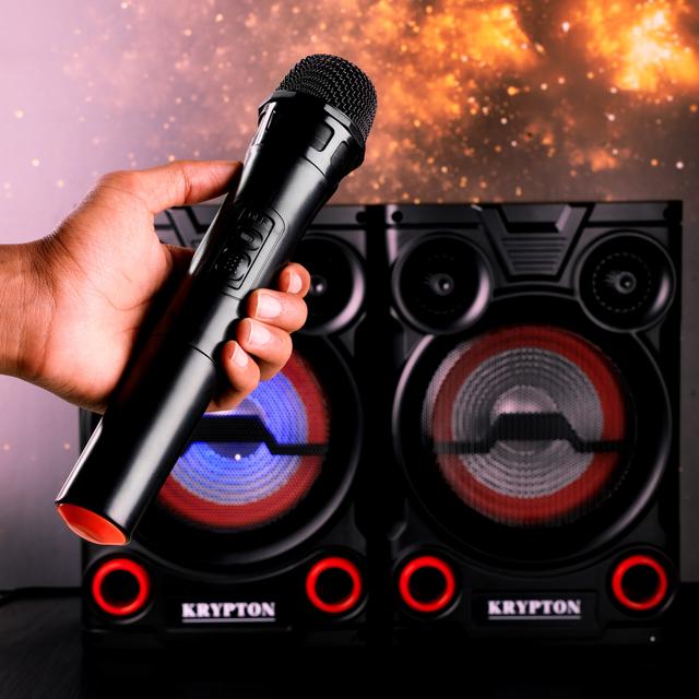 Krypton 2.0 Professional Speaker with Remote & Microphone, KNMS5195 | 8" Woofer with Colourful Light | With USB/Bluetooth Connect/FM Radio/SD/Aux Input | 40000W PMPO - SW1hZ2U6NDExMTEy