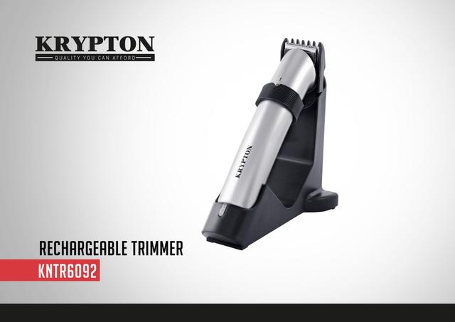 Krypton Rechargeable Hair & Beard Trimmer - Cordless Trimmer - Mens Beard And Stubble Trimmer - 60 mins - SW1hZ2U6NDMyMTk3