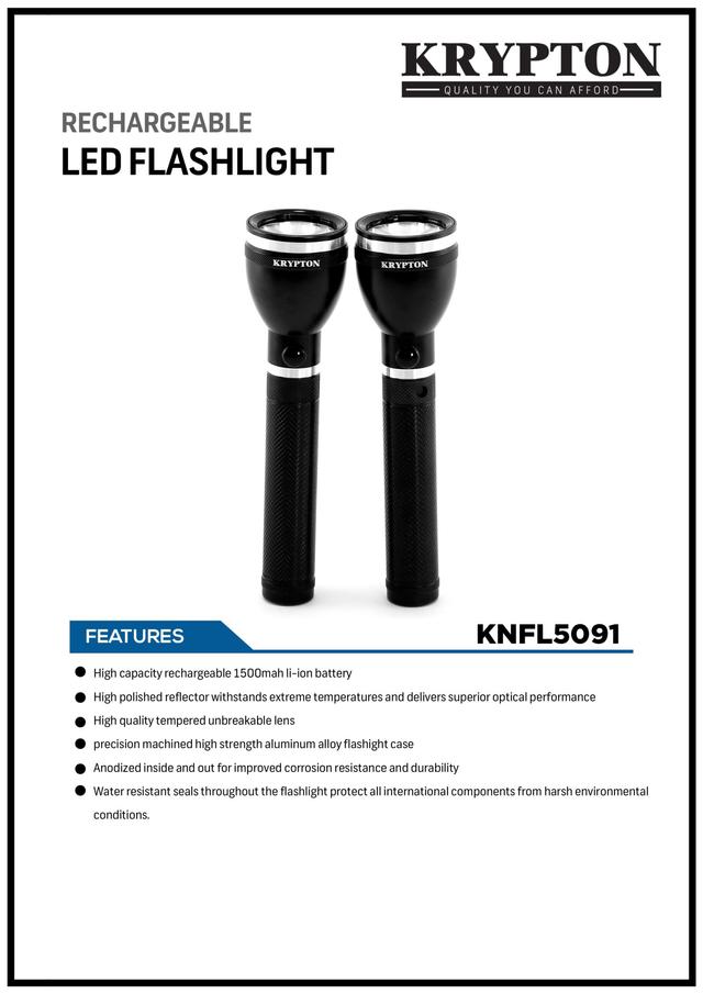 Krypton 1500Mah Rechargeable Flash Light Combo 2 In 1 - High Power Flashlight Super Bright Cree Led - SW1hZ2U6NDMyMTYw