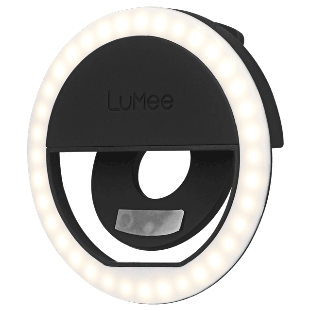 LuMee Studio Clip Light | Universal LED Lighting solution, Selfie Ring Light, 3 Brightness Levels, Easy Attachment, Portable & Compact, works w/ Smartphones, Tablets, Laptops - Black
