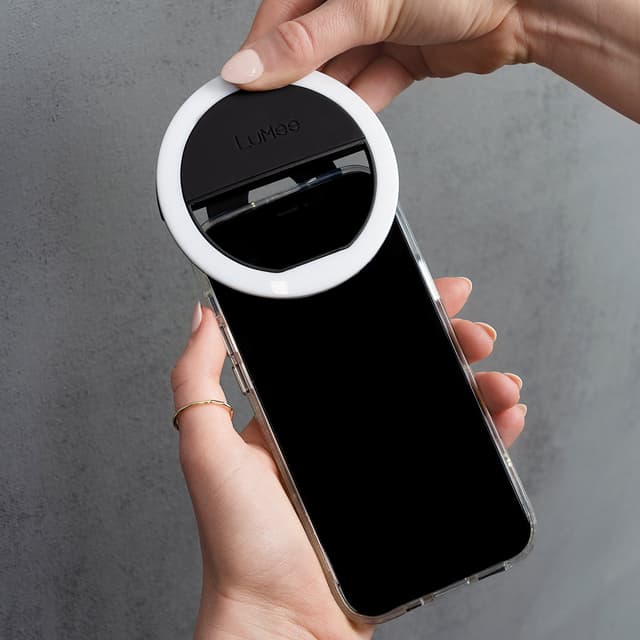 LuMee Studio Clip Light | Universal LED Lighting solution, Selfie Ring Light, 3 Brightness Levels, Easy Attachment, Portable & Compact, works w/ Smartphones, Tablets, Laptops - Black
