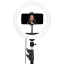 رينغ لايت بإضائة RGB مع ستاند ترايبود و حمالة للهاتف قياس 18 إنش 18inches RGB Ring Light Selfie Ring Light Metal Tripod Stand Included - LuMee