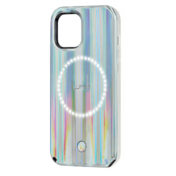 كفر سيلفي مضيء من السيلكون لهاتف iPhone 13 / 13 Pro لون أزرق مماوج Halo Selfie Case for Apple iPhone 13 / 13 Pro - Lumee