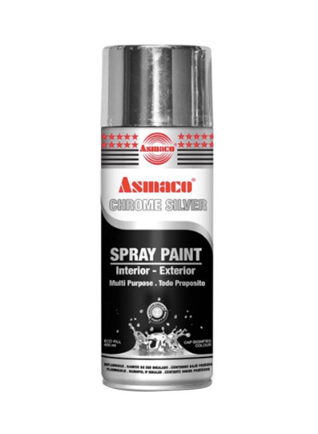 بخاخ طلاء لون فضي لامع بحجم 400 مل Quick Drying Smooth Finish Premium Quality Durable High-Gloss Spray Paint Silver 400ml