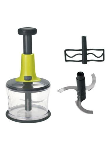 Royalford 3Pcs Blades & Egg Beater 1200ML Push Handle Chopper Salad Maker RF9784