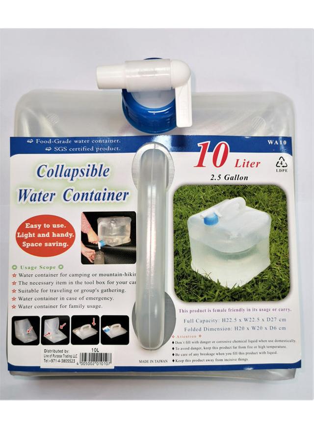 جركل ماء قابل للطي مقاس 21 × 20 × 4 سم PVC Collapsible Water Can Clear/White/Blue