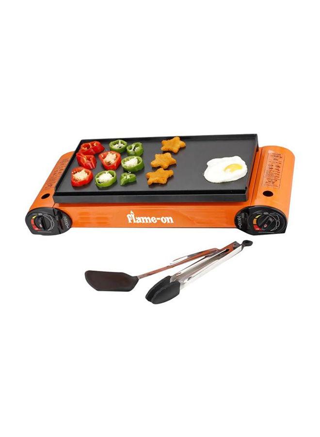 شواية برجر غاز محمولة فلاميون Flame-on Double Gas Stove With Grill BBQ Plate Sprron And Tong