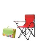 كرسي للرحلات قابل للطي مقاس 80 × 50 × 80 سم مع حصيرة الرحلات والتخييم مقاس 145 × 180 سم Foldable Camping Chair With Picnic Mat - SW1hZ2U6MzUyNTA5