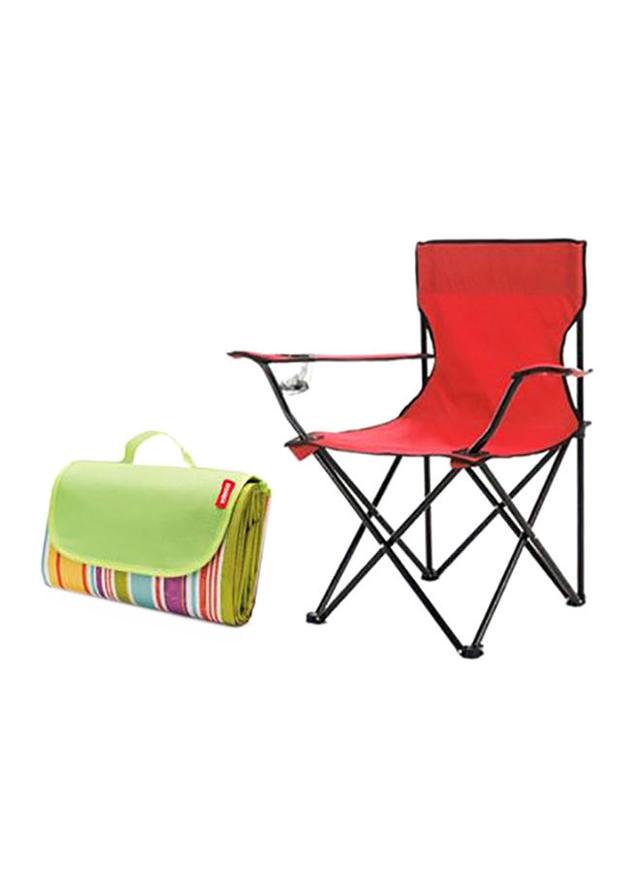 كرسي للرحلات قابل للطي مقاس 80 × 50 × 80 سم مع حصيرة الرحلات والتخييم مقاس 145 × 180 سم Foldable Camping Chair With Picnic Mat - SW1hZ2U6MzUyNTA5