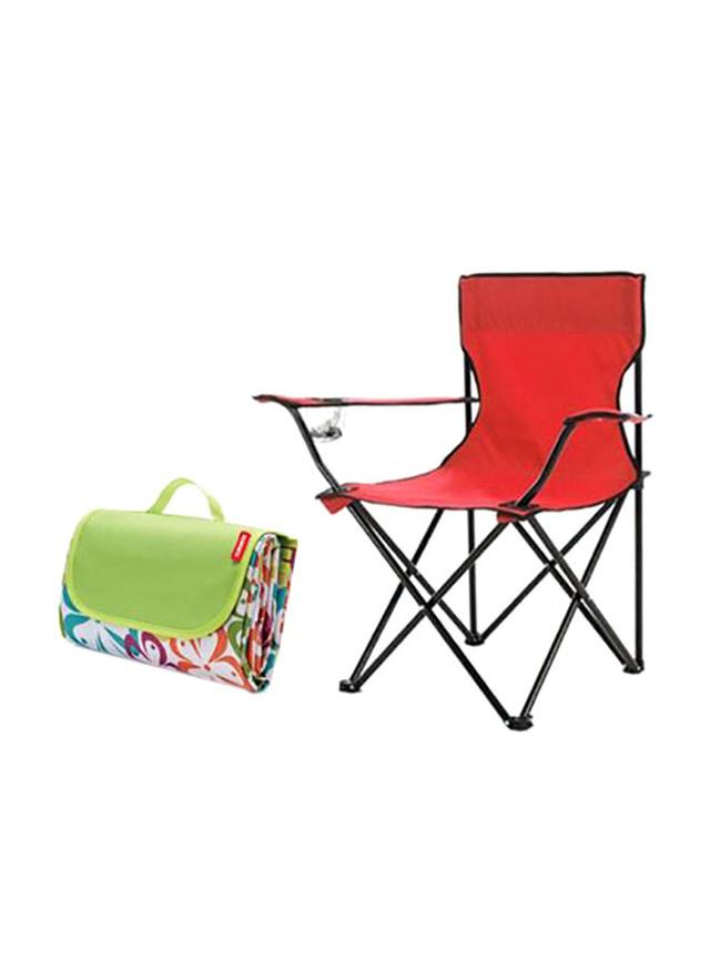 كرسي للرحلات قابل للطي مقاس 80 × 50 × 80 سم مع حصيرة الرحلات والتخييم مقاس 145 × 180 سم Foldable Camping Chair With Picnic Mat - SW1hZ2U6MzUyNTIw