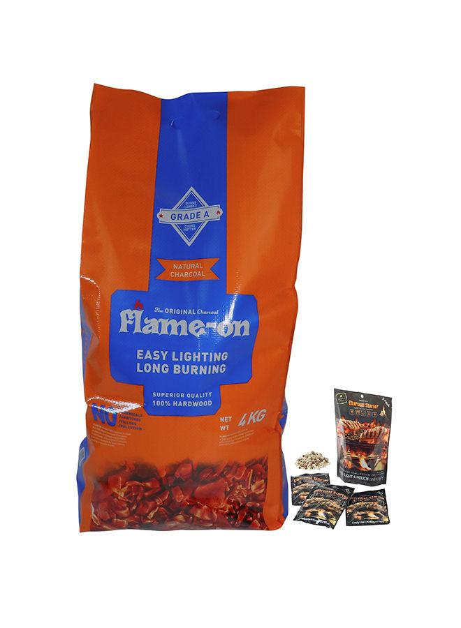 Flame-on Premium BBQ Charcoal With Instafire Briquette Charcoal Starter 4kg