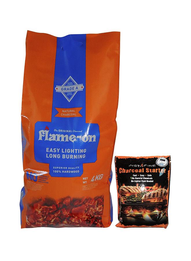 فحم شوي بوزن 4 كجم ومشعل فحم بمواد طبيعية  Premium BBQ Charcoal With Instafire Briquette Charcoal Starter