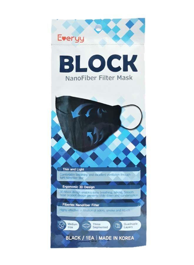 كمامات طبية بطبقة ألياف النانو Block Nano Fiber Filter Mask Black For Adults