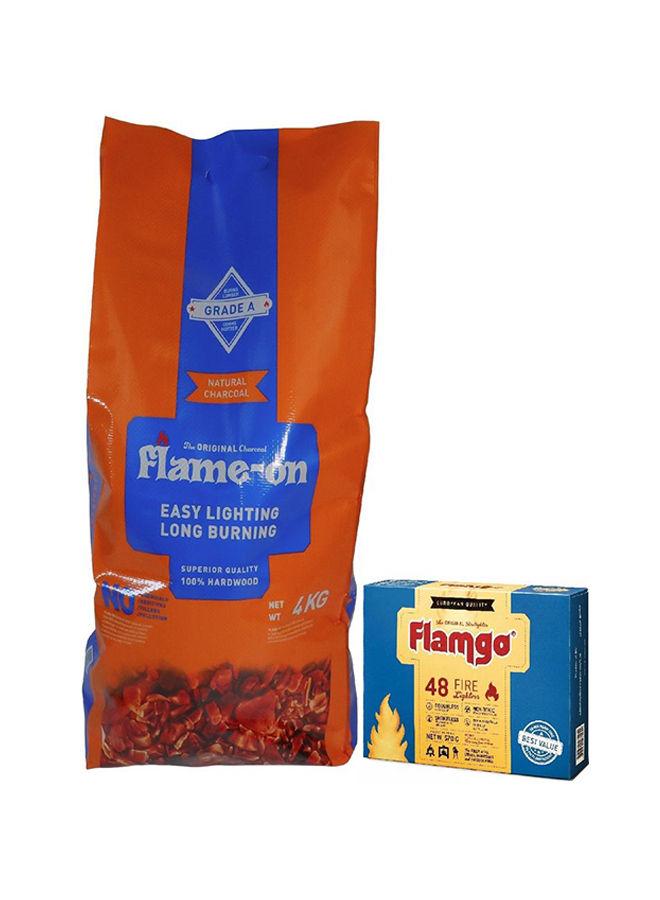 Flame-on Premium BBQ Charcoal With Flamgo Fire Lighter Cubes 4kg