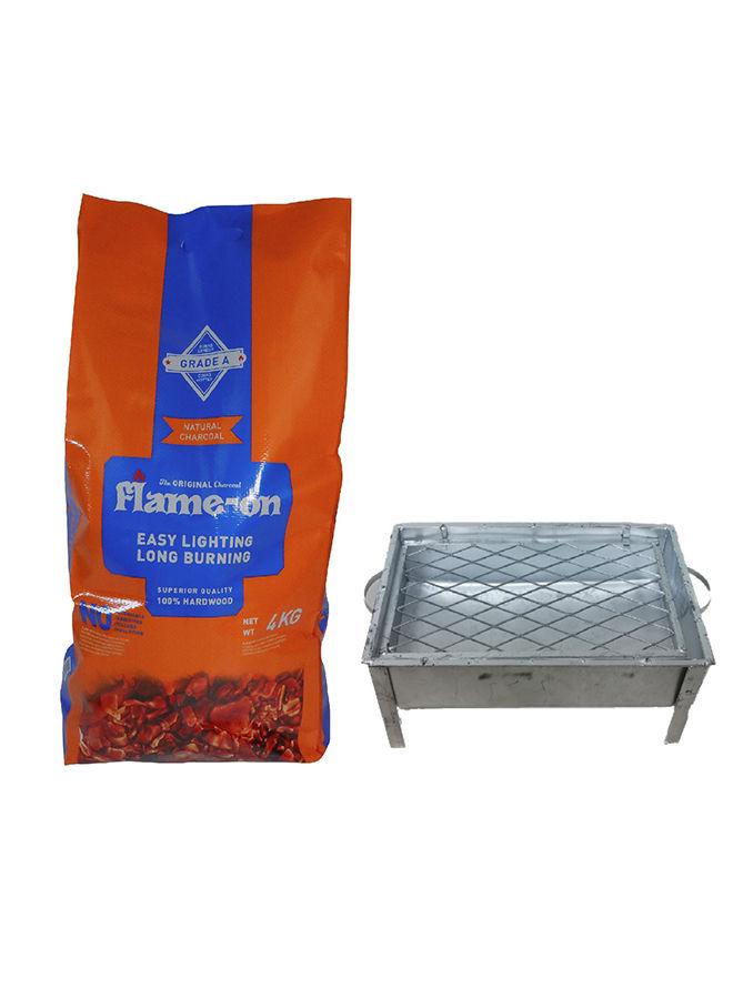 Flame-on Premium BBQ Charcoal With Charcoal Grill Multicolour 4kg
