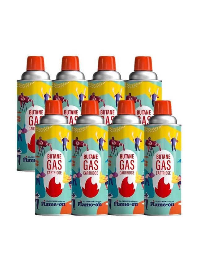 اسطوانة غاز البوتان للموقد المحمول بعدد 8 قطع Flame-on Premium Butane Gas 1760g 8Pieces