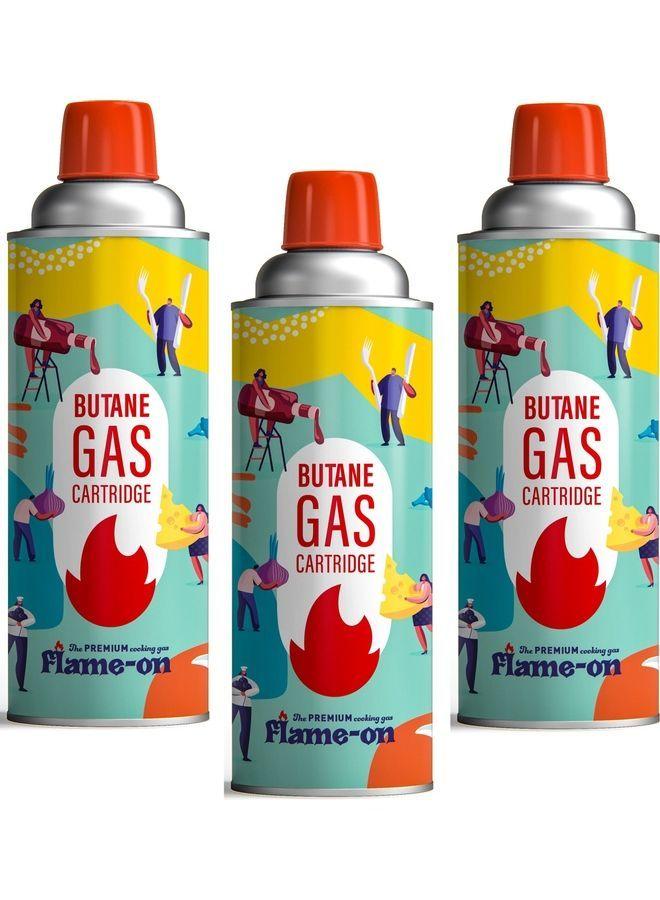 اسطوانة غاز البوتان للموقد المحمول بعدد 3 قطع Flame-on Premium Butane Gas 3Pieces